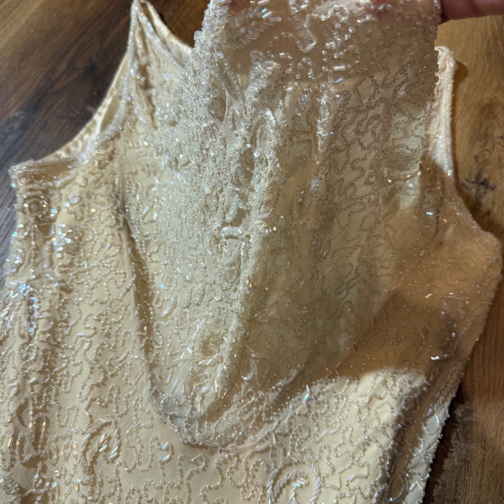 Vintage 100% Silk Beaded Dress Vintage Beaded Dress Vintage Wedding Dress Prom - Picture 14 of 17
